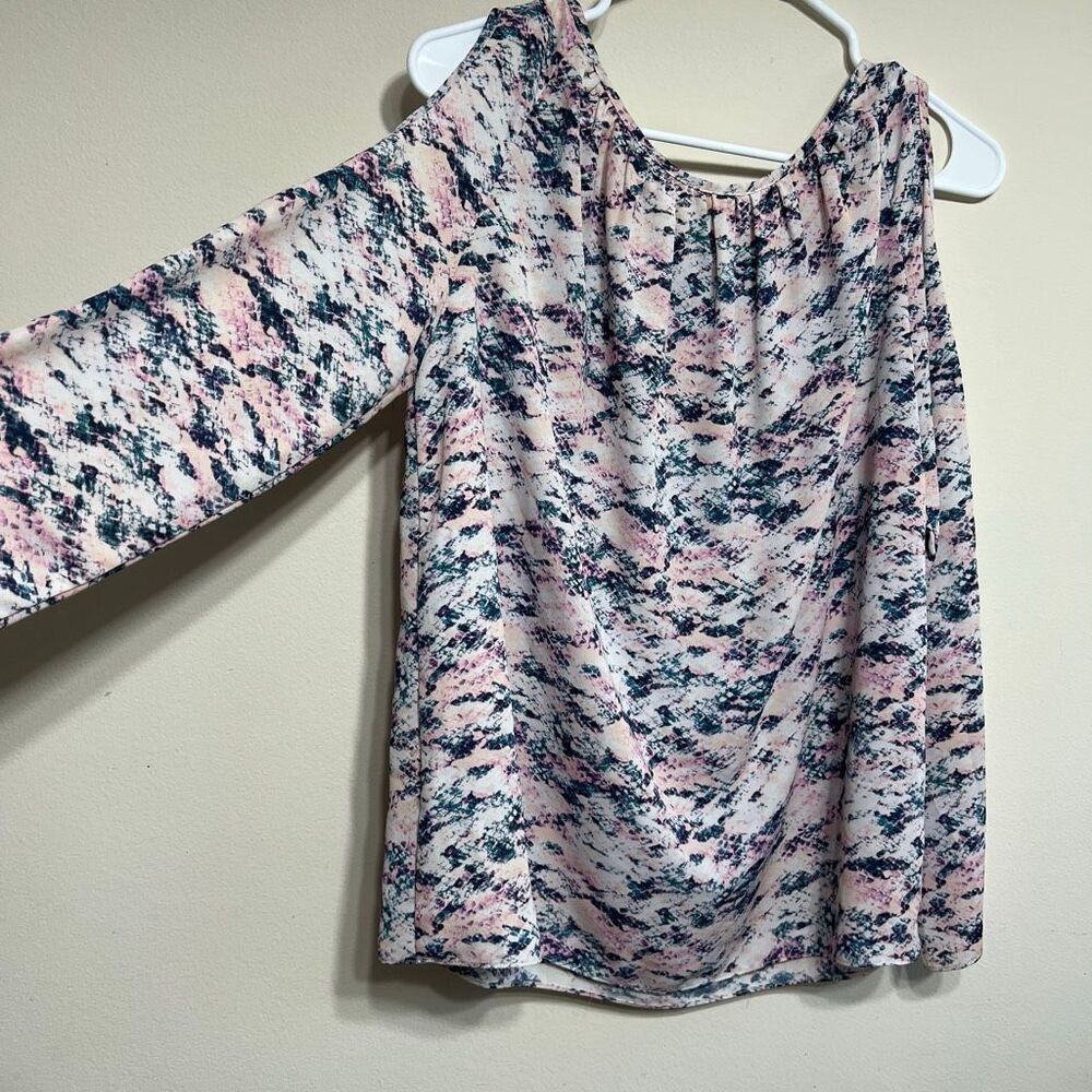 Amanda Uprichard Cold Shoulder Long Sleeve Blouse Colorful Medium - Picture 6 of 8